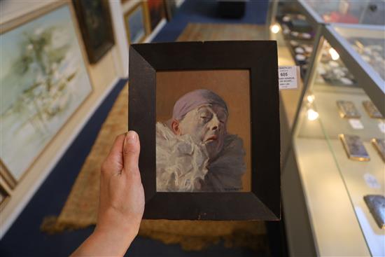 § Armand Henrion (1875-1958) Clown crying, 7 x 5.5in.
